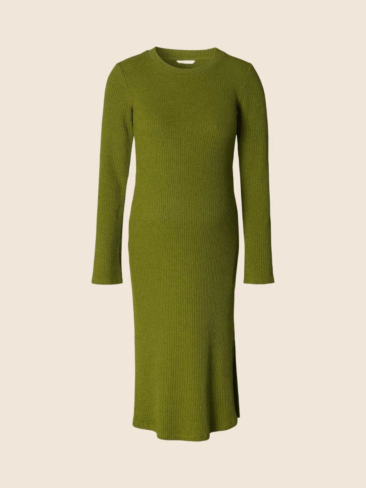 Robe côtelée grossesse vert