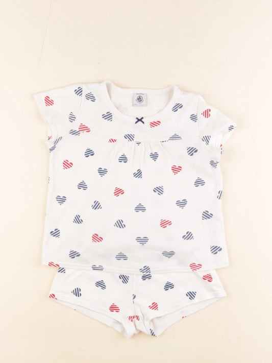 Pyjama coton blanc, multicolore