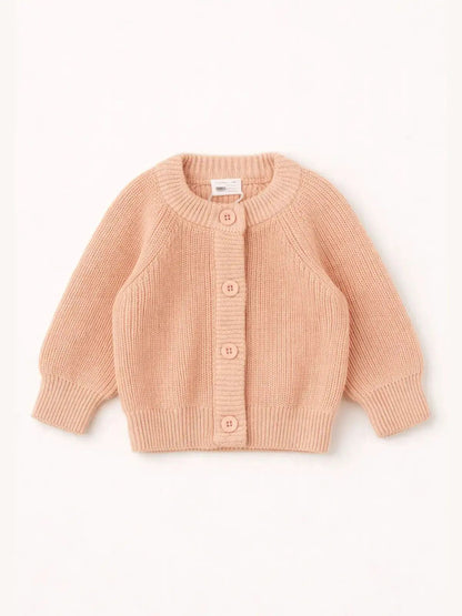 Le gilet bébé 100% coton bio pêche