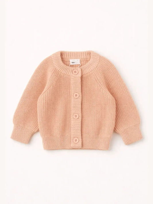Le gilet bébé 100% coton bio pêche