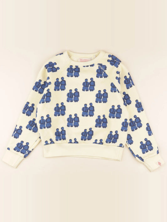 Sweat beige, bleu