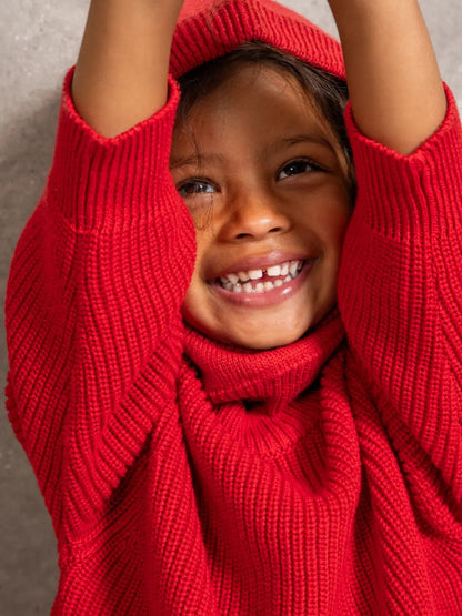 Le pull 100% coton  rouge coquelicot