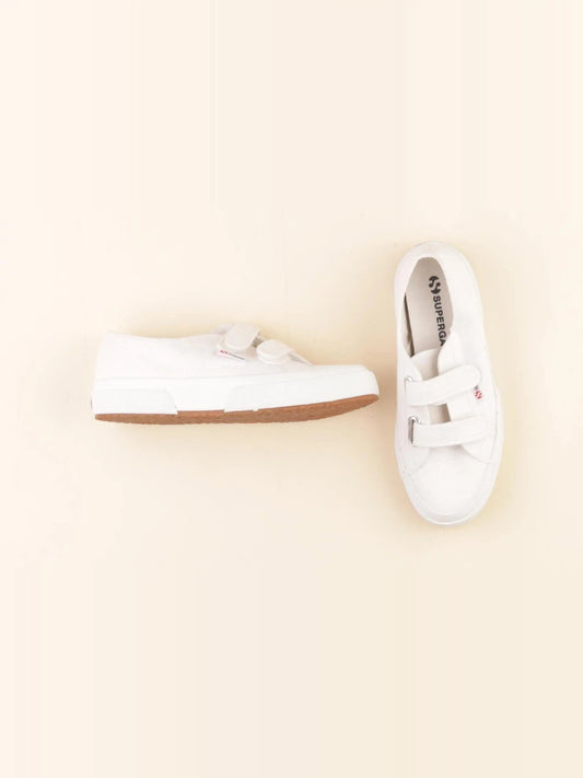 Tennis à scratch/ lacets blanc