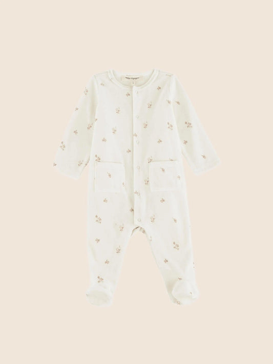 Pyjama bébé fleuri écru
