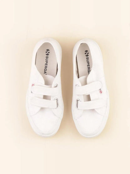 Tennis à scratch/ lacets blanc