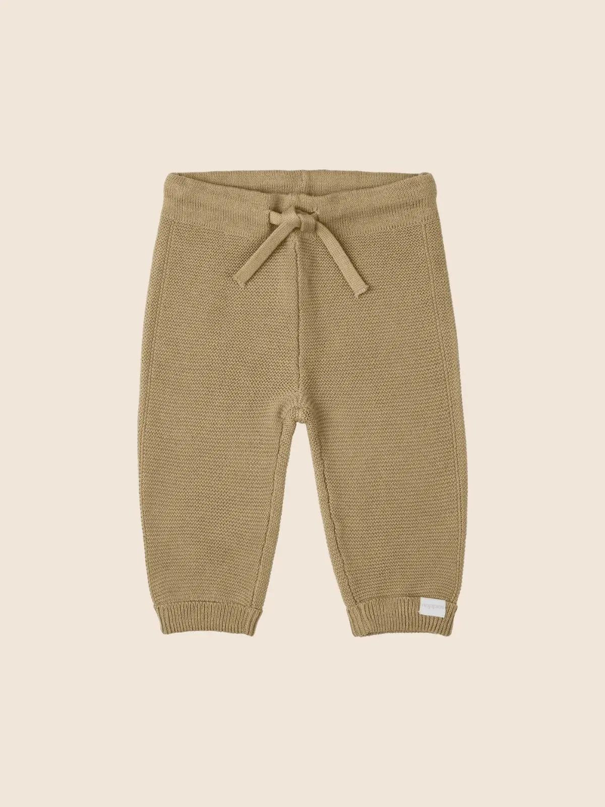 Pantalon tricot grover vert, beige