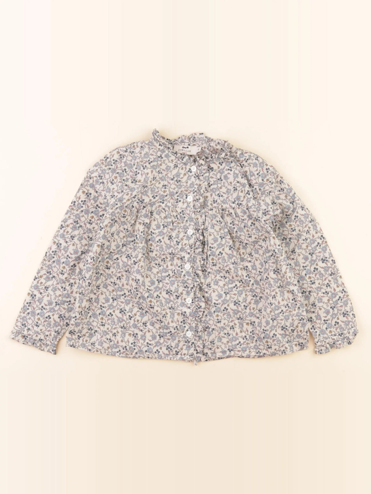 Blouse beige, bleu
