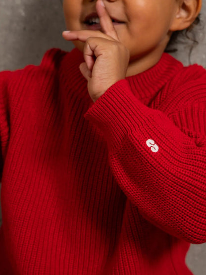 Le pull 100% coton  rouge coquelicot