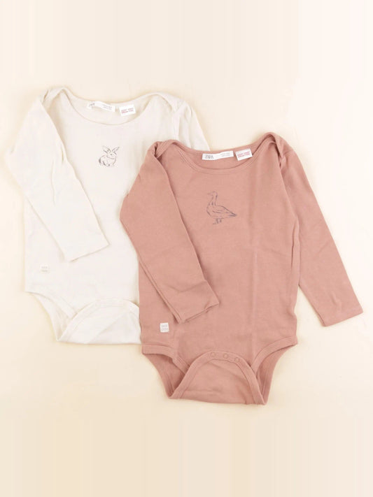 Lot de 2 bodies en coton beige