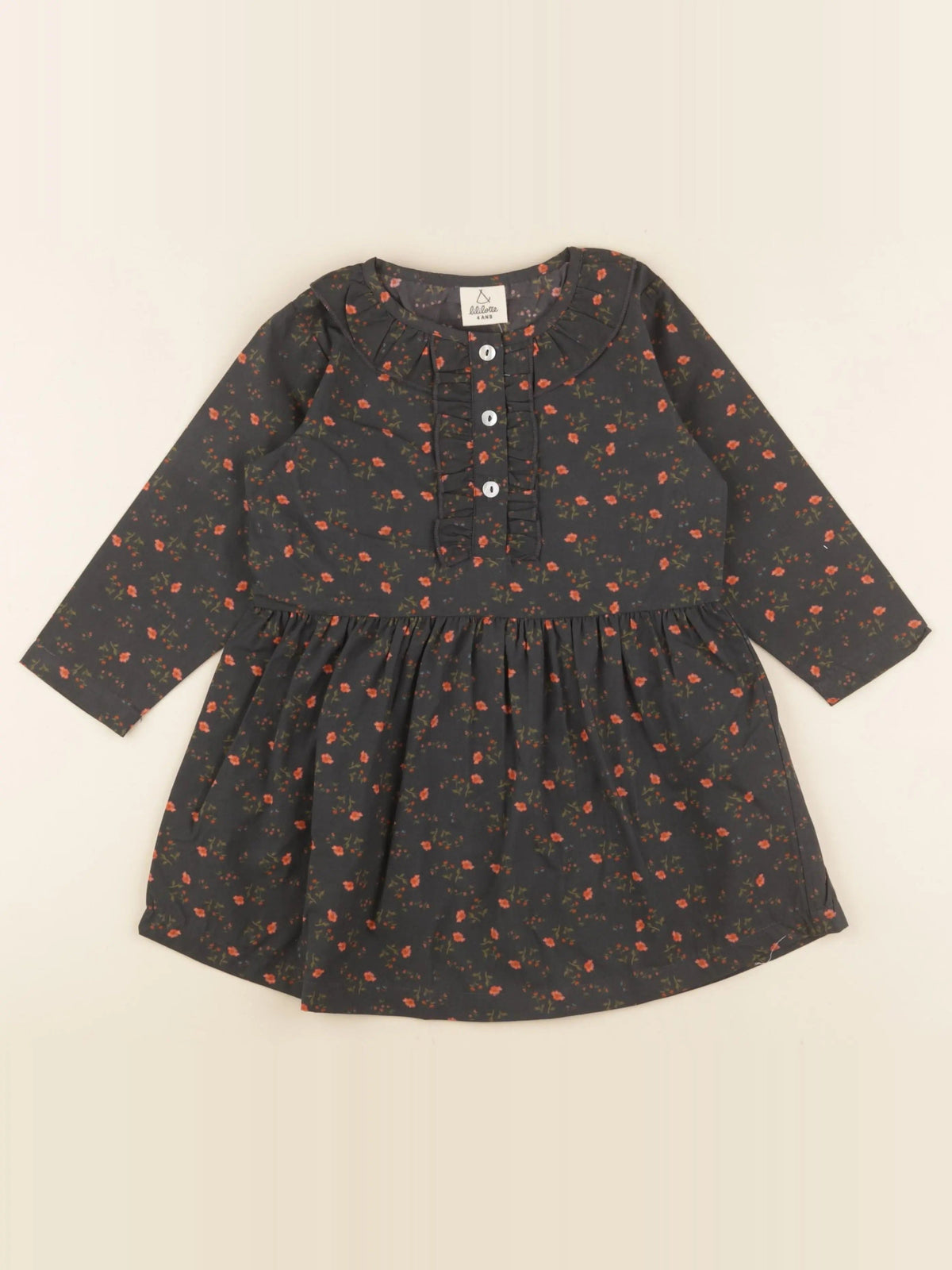 Robe lise imprimé fleuri noir