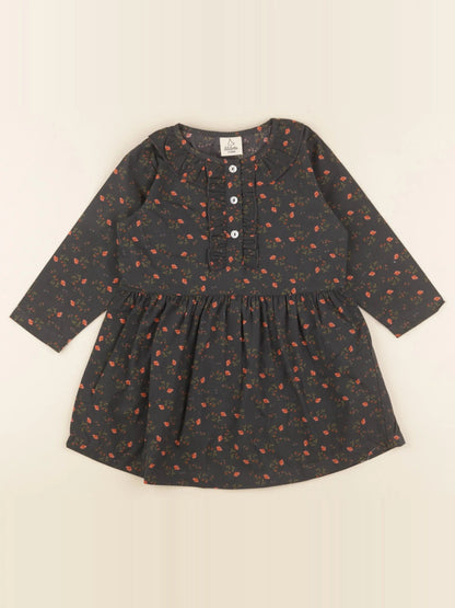 Robe lise imprimé fleuri noir