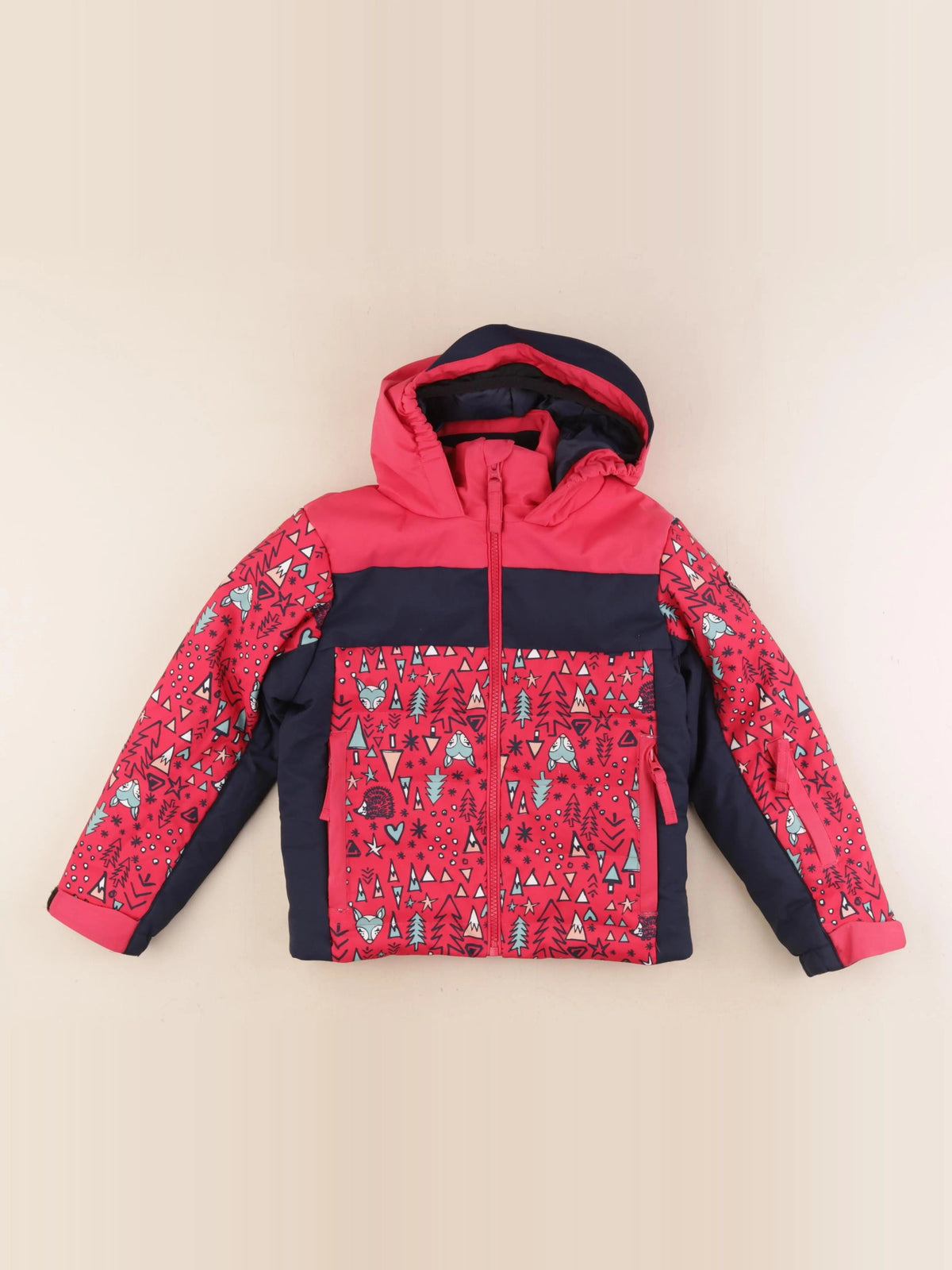 Manteau de ski rose, bleu
