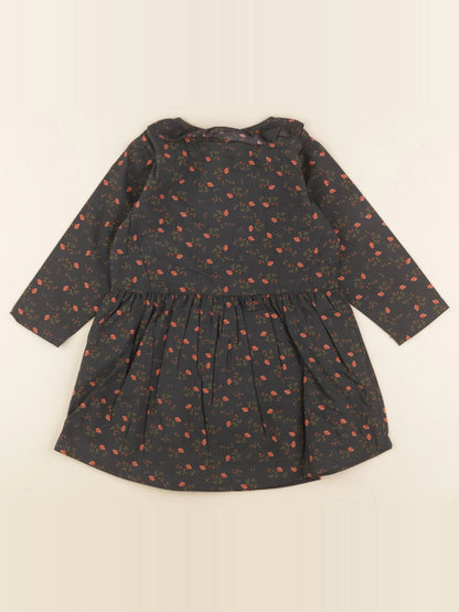 Robe lise imprimé fleuri noir
