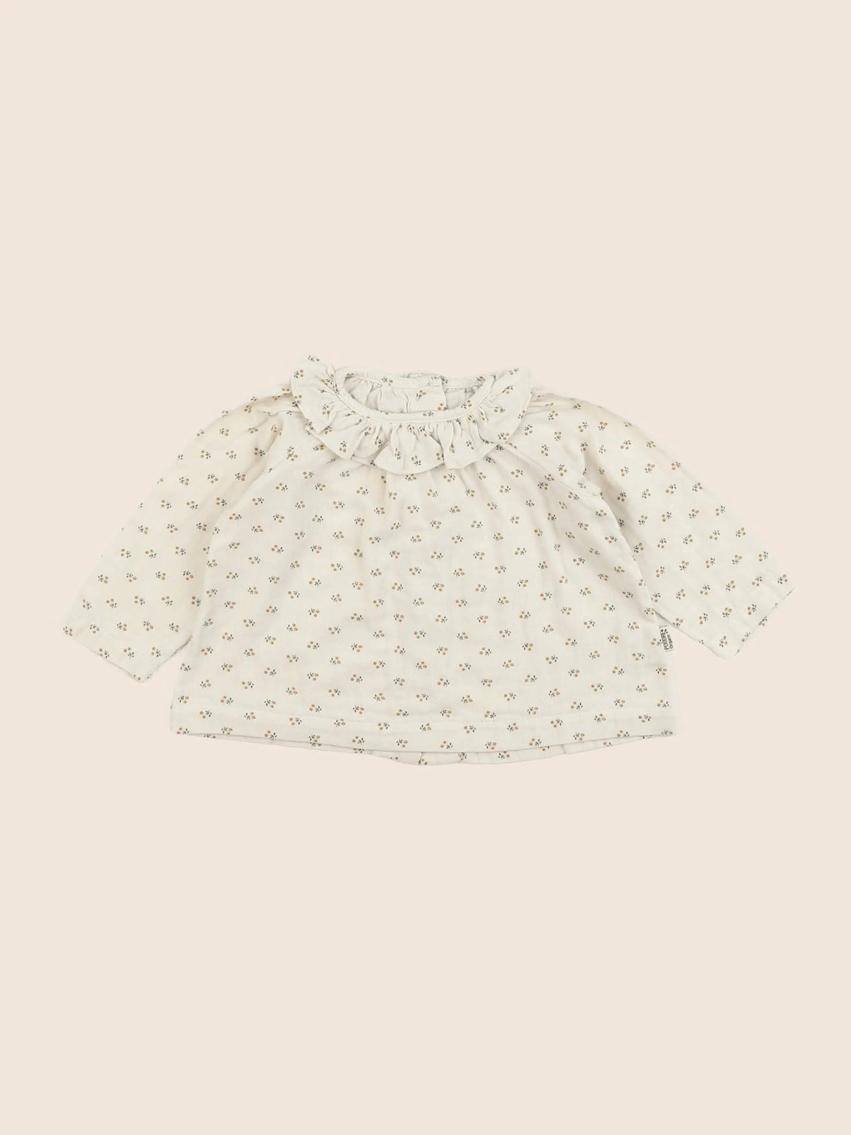 Blouse beige fleurs orange