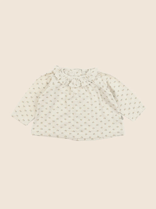Blouse beige fleurs orange