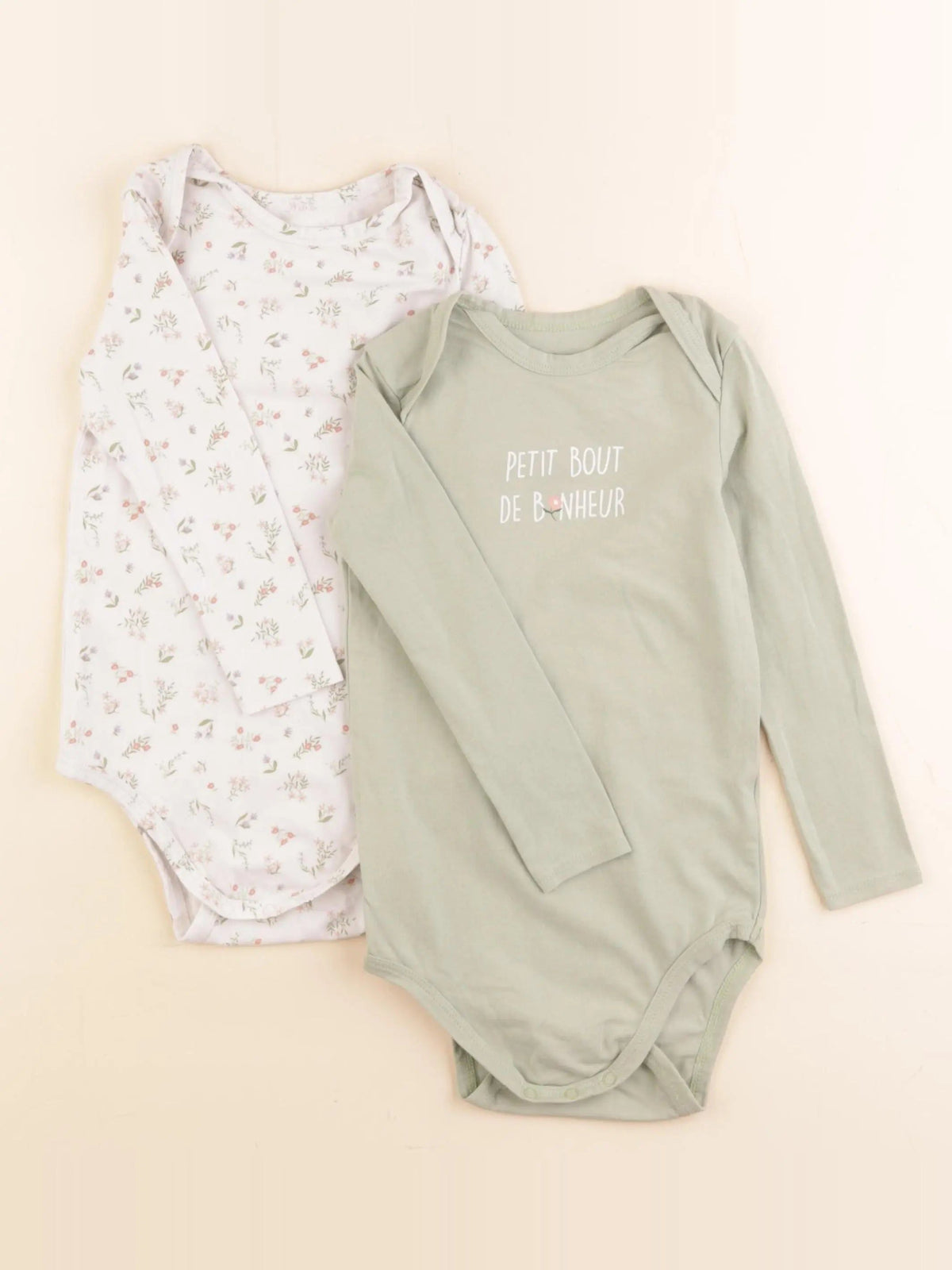 Lot de 2 bodies en coton vert