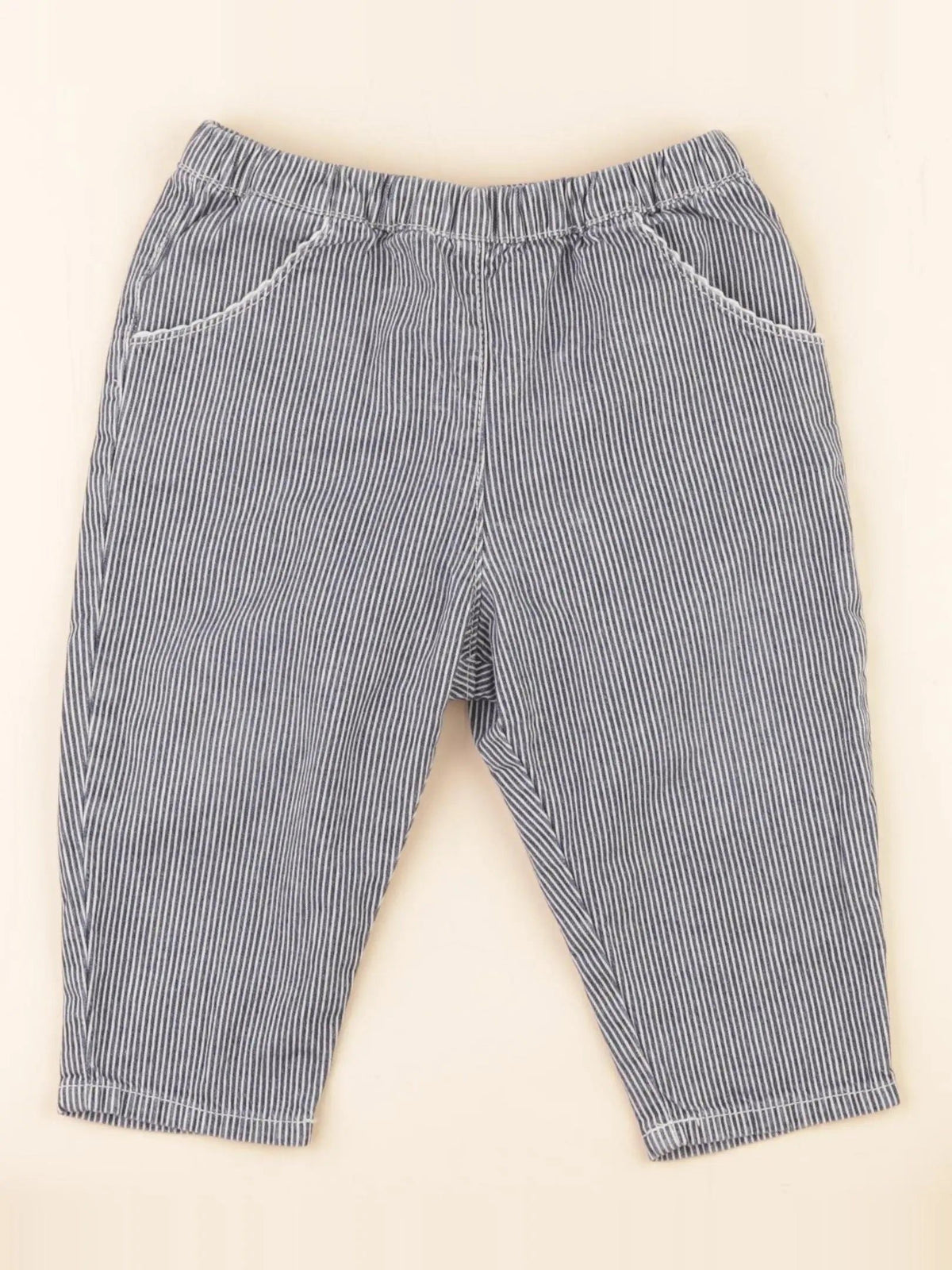 Pantalon bleu, blanc