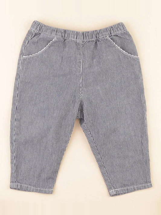 Pantalon bleu, blanc