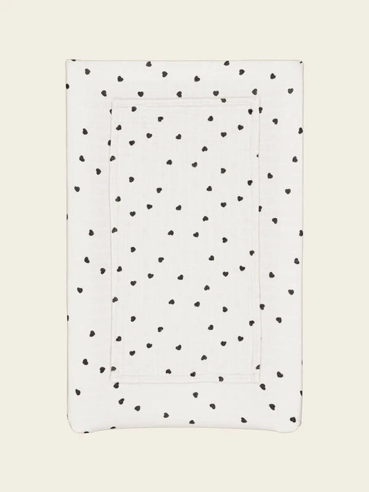 Housse de matelas à langer fanny cœur noir