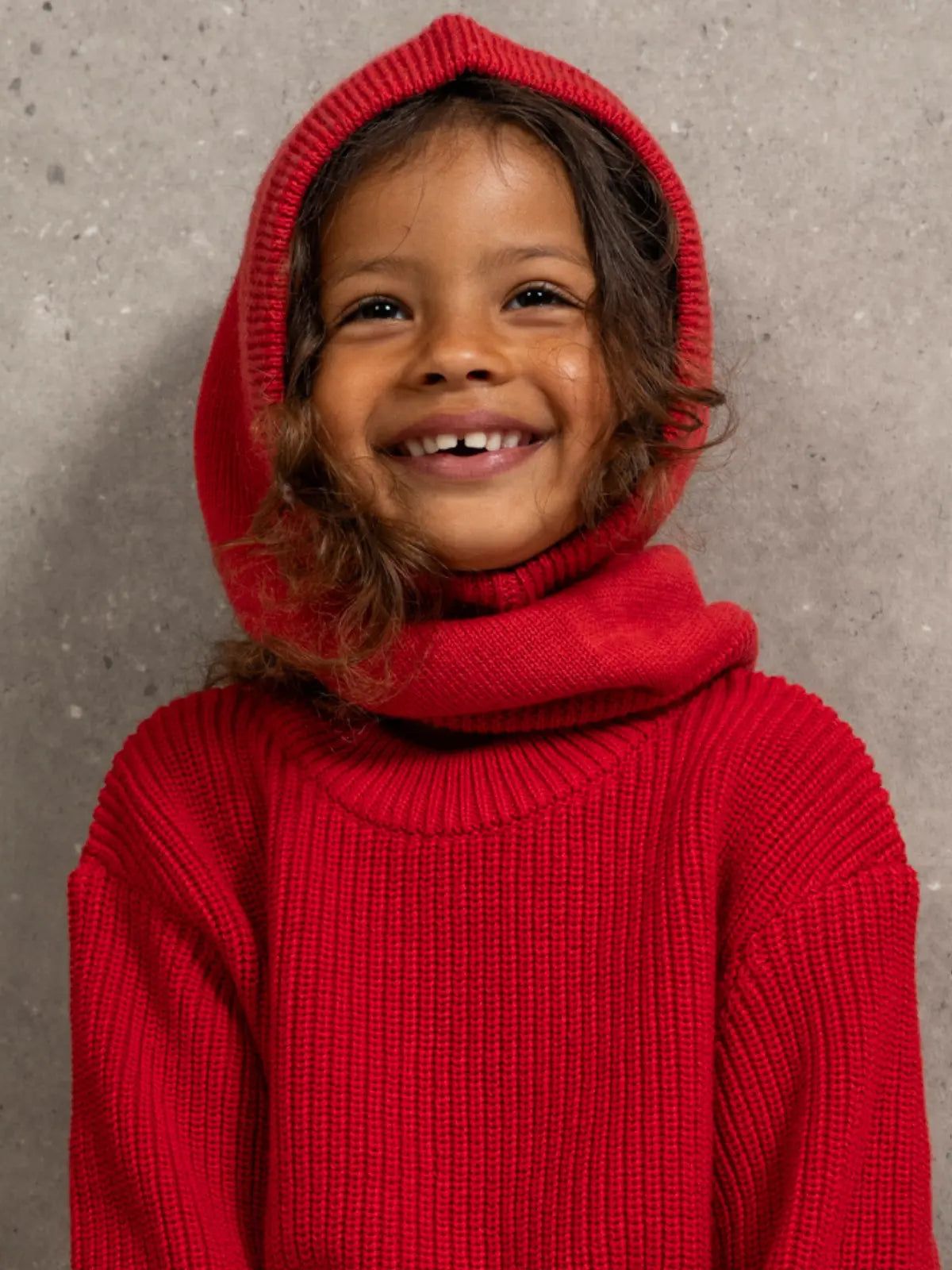 La cagoule 100% laine rouge coquelicot