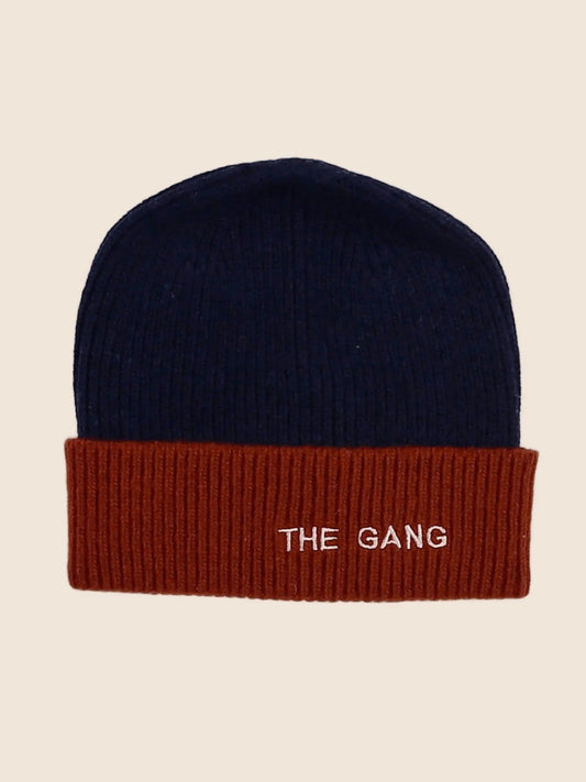 Bonnet "the gang" bleu. marron