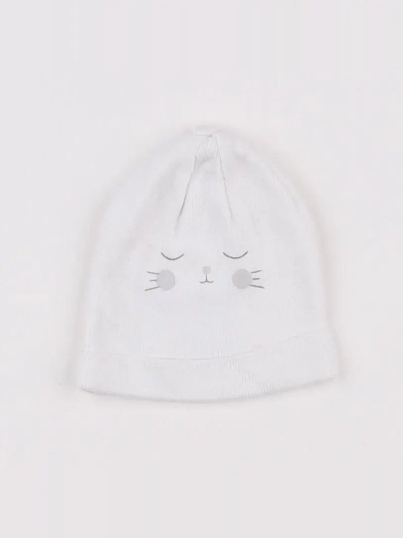 Ensemble bonnet/moufles blanc