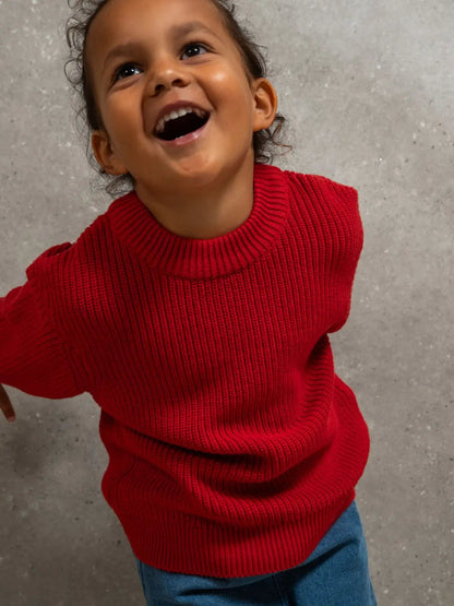 Le pull 100% coton  rouge coquelicot