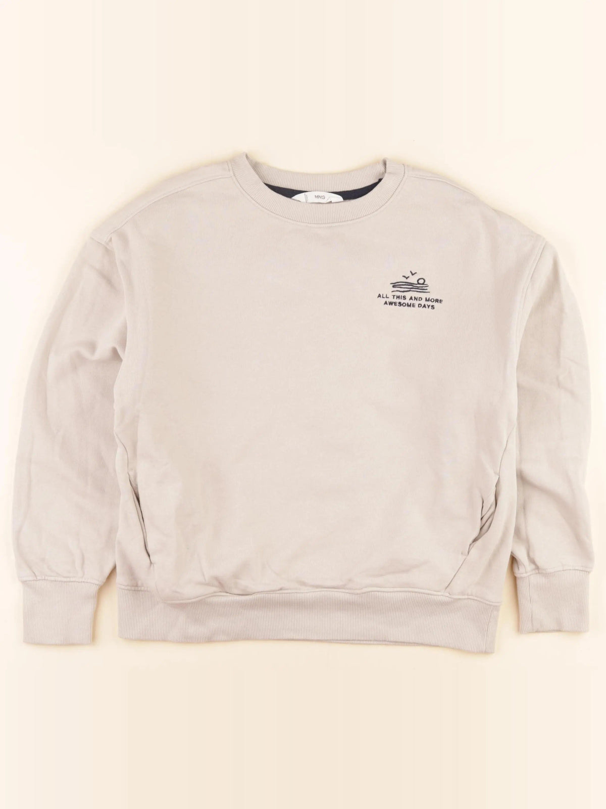 Sweat imprimé au dos beige
