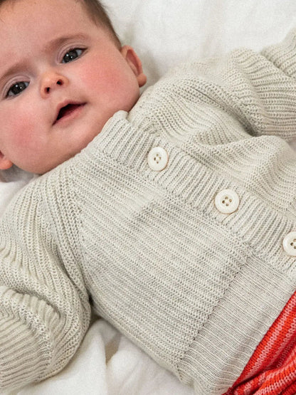 Le gilet bébé 100% coton bio beige galet