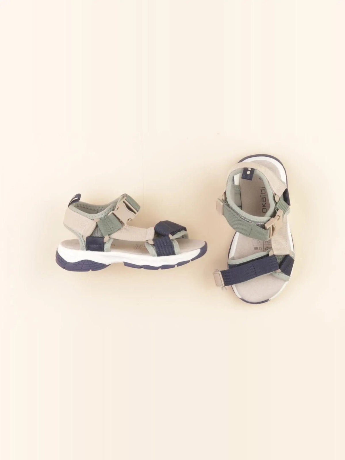 Sandales beige, vert