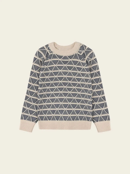Pull beige, bleu