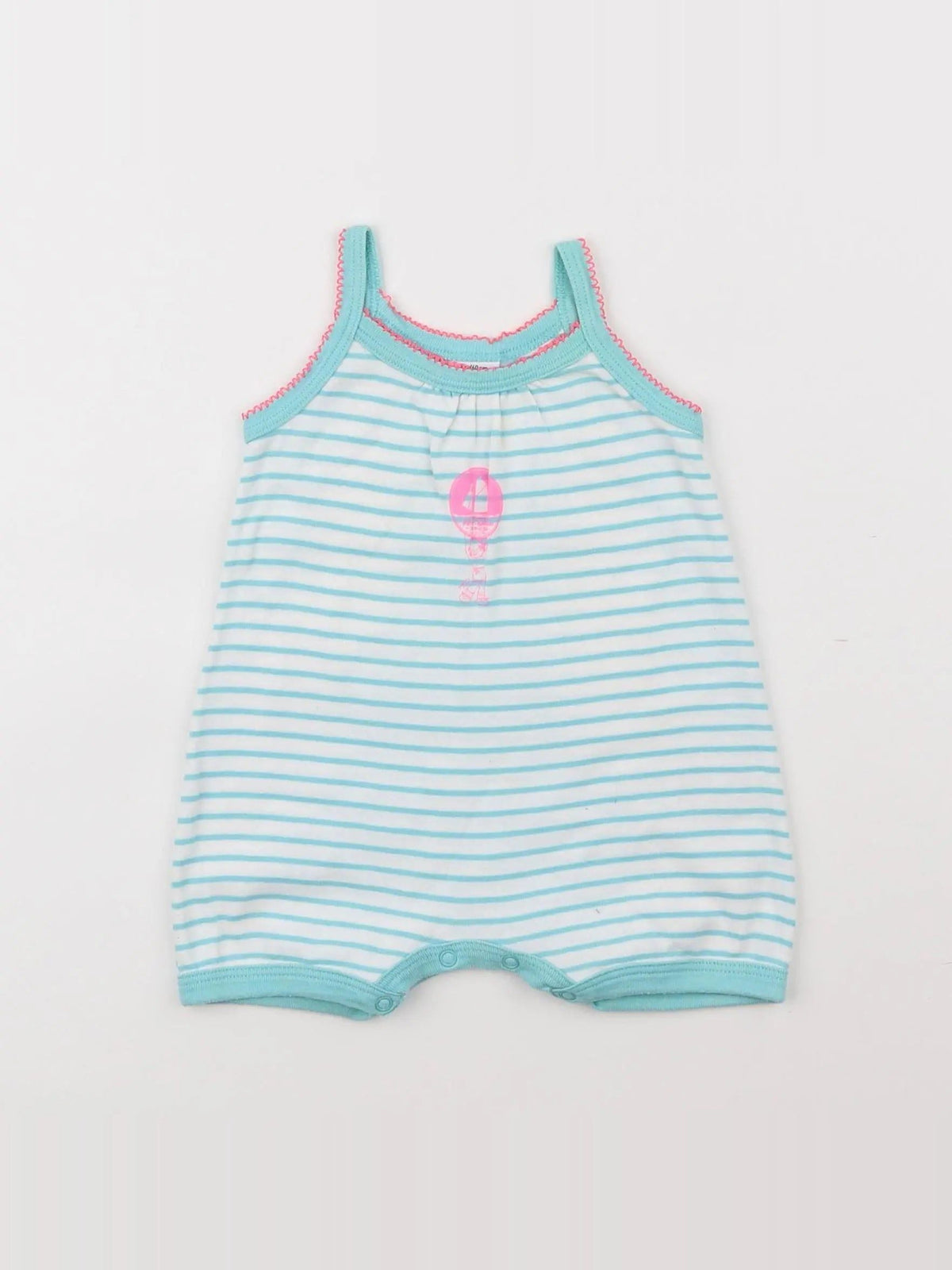 Pyjama coton blanc, bleu