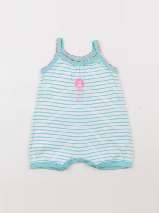 Pyjama coton blanc, bleu