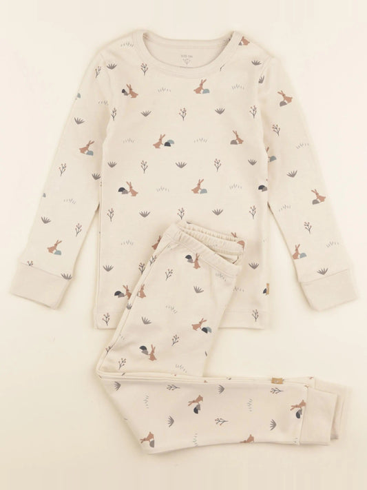 Pyjama 2 pièces lapins beige