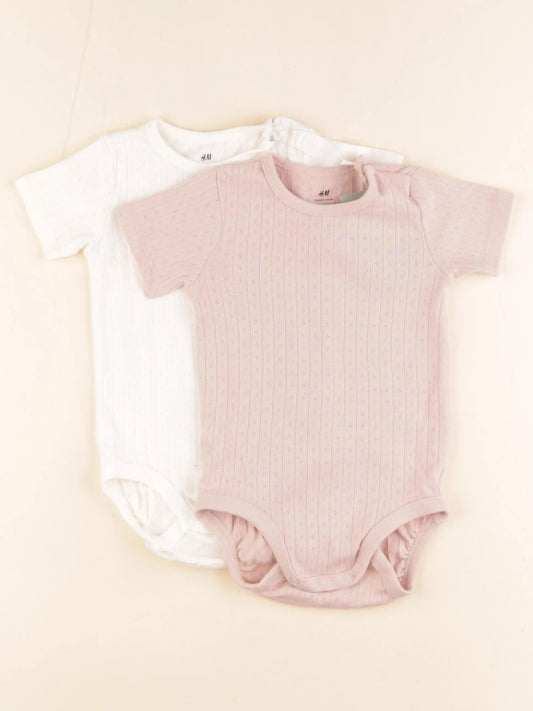 Lot de 2 bodies en coton rose, blanc