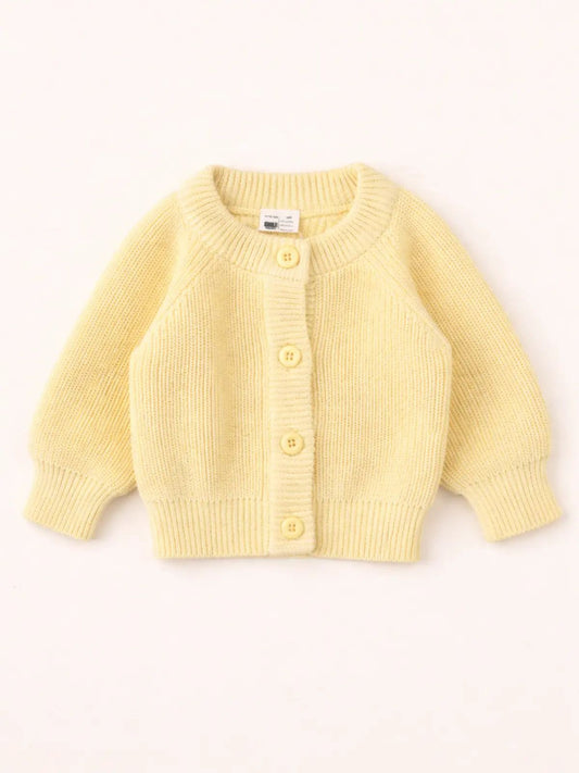 Le gilet bébé 100% coton bio jaune banane