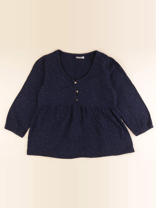 Blouse grossesse bleu, or