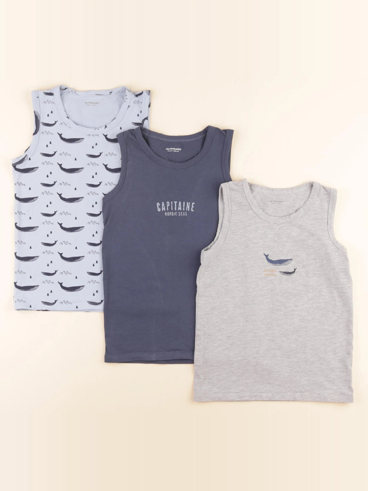 Lot de 3 maillots de corps bleu, gris